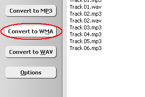 Click "Convert to WMA" button