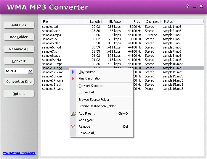 HooTech WMA MP3 Converter screenshot